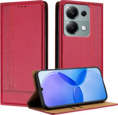 Obrázek produktu pro Pouzdro na mobilní telefon pro Xiaomi Redmi Note 13 Pro 4G Kožené flipové ochranné pouzdro s funkcí stojánku Red