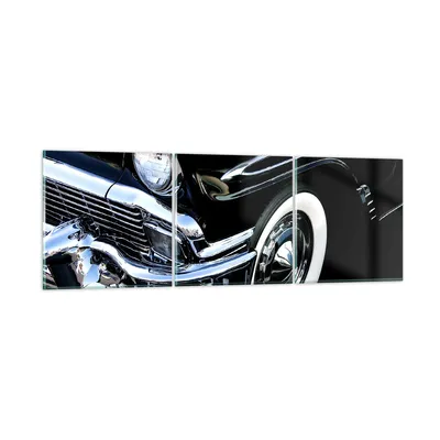 Produktbild von Bilder auf glas - Auto Chrom Kuba - 150x50cm - Glasbilder - Wandbilder - Kunstdruck - zum Aufhängen bereit - Wanddekoration aus Glas - Glas Bilder - Wandbild auf Glas - 3 Teile - GCA150x50-1451