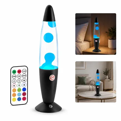 Produktbild von 16 Farben Lava Lampe mit Fernbedienung LED 2W, Glas Dekolampe, RGB Farbwechsel, Nachttisch Stimmung Licht für Wohnzimmer Schlafzimmer