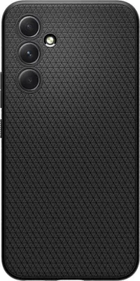 A black smartphone case with a textured pattern is shown from the back.