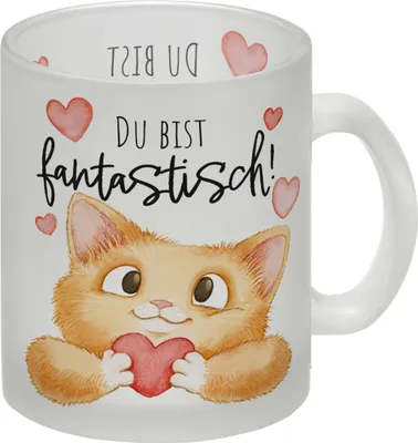 Produktbild von Katze Glas Tasse mit Spruch Du bist fantastisch