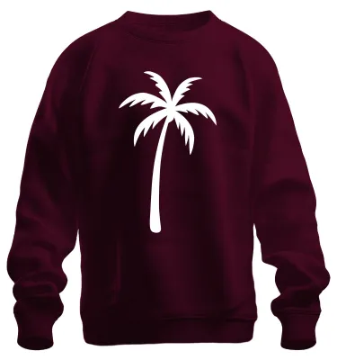 Zdjęcie produktu dla Palm Silhouette Beach Holiday Tropical Island Sea Summer Retro Bluza uni , bordowy, S