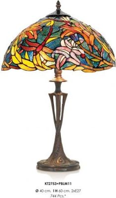 Handgefertigte Tiffany Hockerleuchte Tischleuchte Höhe 60 cm, Durchmesser 40 cm - Leuchte Lampe