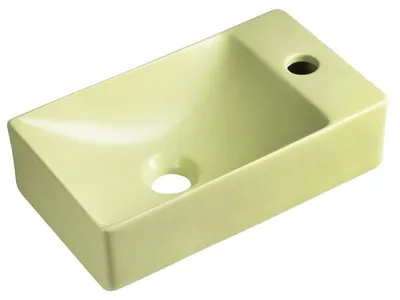 Productafbeelding van Sapho MARGITHA keramisch wastafel, 38x22 cm, met afvoergat aan de rechterkant, in pistaciekleur
