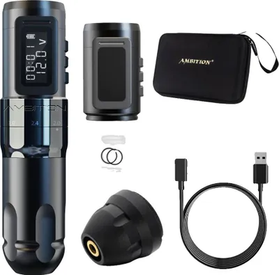 Imagen del producto de Máquina para tatuajes, funcionamiento inalámbrico, altura de recorrido ajustable, kit en color