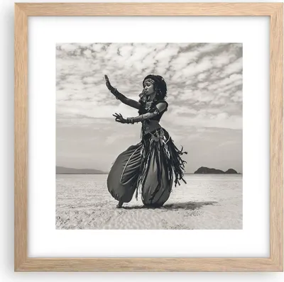 Produktbild von Gerahmtes Poster - Rahmen in heller Eiche - Tänzer Folk Oriental - 30x30 cm - Wand Bild - Wanddeko - Wandbilder - Kunstposter - Wandposter - Bilderrahmen - Bilder - Kunstdruck - P2NAC30x30-4445