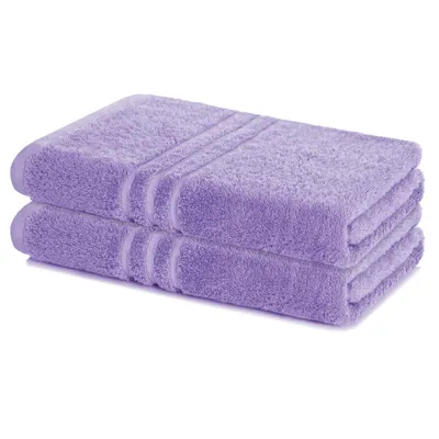 Zdjęcie produktu dla Lavea® Zestaw 2 ręczników kąpielowych 100 x 150 cm Bawełna, bardzo chłonny ręcznik kąpielowy, ręcznik frotte Elena, ręcznik kąpielowy, miękki, można prać w temperaturze 60°C, można suszyć w suszarce, lawenda