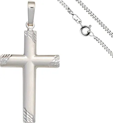 Produktbild von JOBO Anhänger Kreuz 925 Silber matt Kreuzanhänger Silberkreuz mit Kette 50 cm
