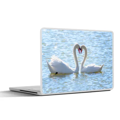Produktbild von MuchoWow® Laptop Aufkleber Sticker Cover Vögel - Schwan - Wasser - Liebe - Sonne 40x30 cm - Laptop Dekoration - Selbstklebend