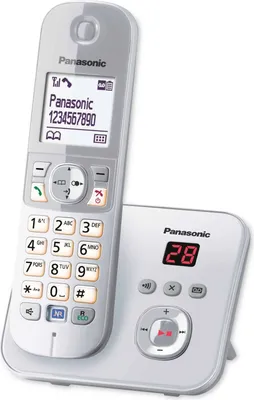 Image de Panasonic KX-TG6821 Téléphone sans fil à faible rayonnement avec répondeur, identification de l'appelant, 15h de temps de conversation, 7 jours de veille, fonction mains libres, DECT