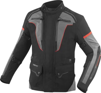 Image de Veste textile moto Bogotto Shado 2 en 1, laminée, imperméable, noire/grise/rouge, taille 4XL