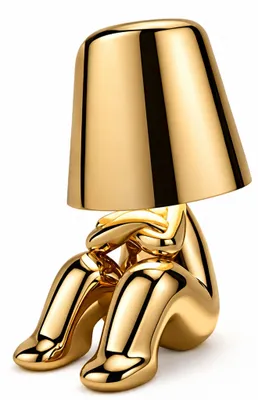 Produktbild von Thinker-Statue LED Nachttischlampe mit Touch-Steuerung,USB-Aufladung,3 Helligkeitsstufen,Kabellose Dimmbare Tischlampe,Dekorative Nachtlicht,(Gold B)