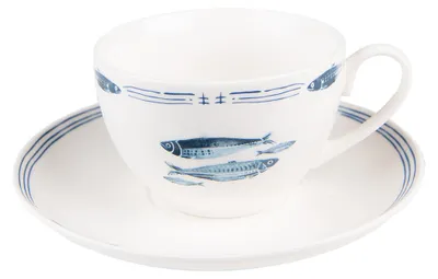 Immagine prodotto di Tazza Clayre & Eef con piattino 250 ml Bianco Blu Porcellana Pesci