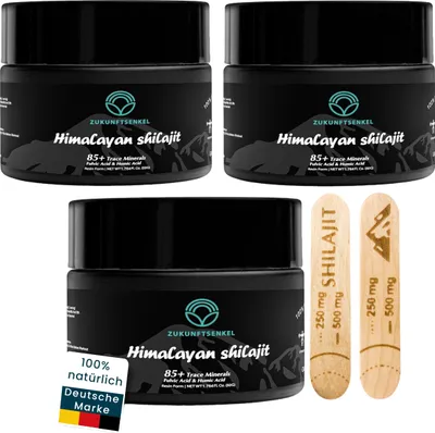Produktbild von 3er-Set Shilajit Himalaya Harz Rein 3x 50g Mumijo Resin Fulvinsäure Immunsystem Energie Energiebooster