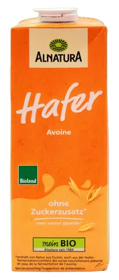 Produktbild von Alnatura -Hafer-Drink ohne Zuckerzusatz, 8er Pack (8 x 1 l Getränkekarton)