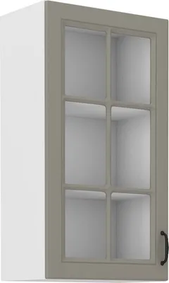 Image de Armoire haute supérieure vitrée SOPHIA – largeur 40 cm, gris clair / blanc