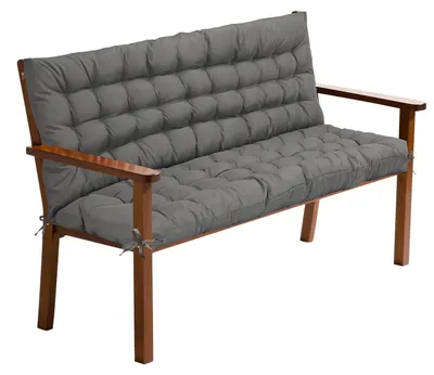 Obrázek produktu pro Polštář na venkovní lavičku, rozměry 150 x 100 cm, tmavě šedý, voděodolný polštář na sezení a opěrku