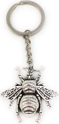 Image de Onwomania Porte-clés Grande abeille Guêpe Frelon Argent Pendentif métal Charm