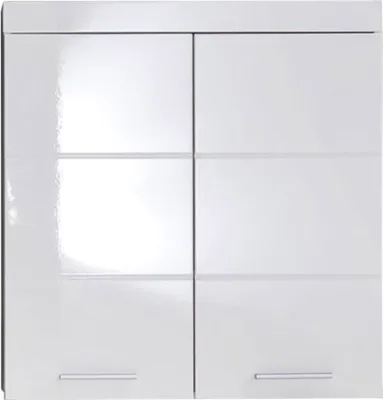 Produktbild von trendteam szafka łazienkowa ścienna Amanda biała melamina/biały wysoki połysk głęboko tłoczona 73 x 77 x 23 cm