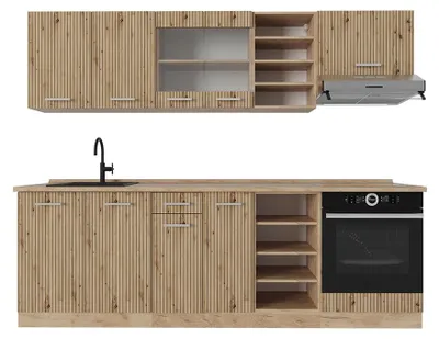 Produktbild von Küchenzeile Vicco R-Line Artisan-Eiche/Goldkraft Eiche 240 cm , AP Eiche, Model 48927