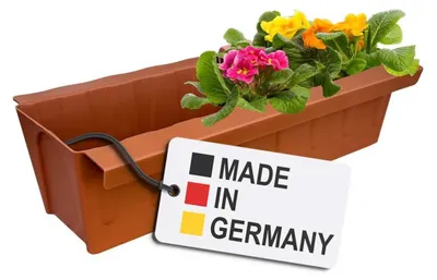 Image de BURI Inserts de jardinières pour palettes Euro | avec système de suspension à accrocher | 37,3cm terre cuite | jardinière pour palette Euro | balconnière | pot de fleurs | stable