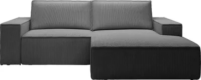 Produktbild von Kleines Ecksofa mit Schlaffunktion - Ecke rechts - Cord - Anthrazitgrau - AMELIA