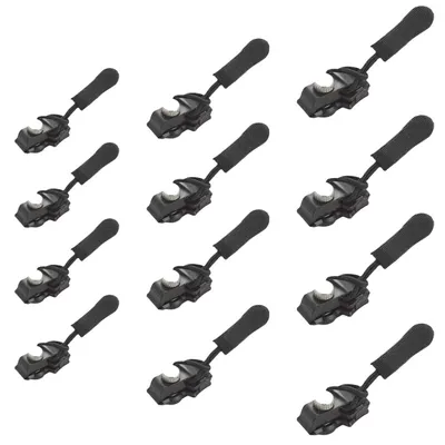 Reißverschluss-Reparatur-Kit, 12 Stück, Schwarz, 3 Größen