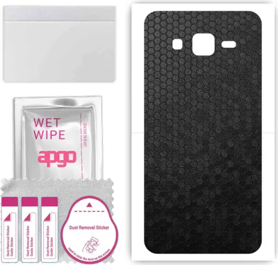 Produktbild von apgo Rückseite Schutzfolie, Skin, kompatibel mit Samsung Galaxy J3 (2016), Hinten Displayschutzfolie aus Vinylfolie, kratzfest, einfache Montage - Schwarze Honigwabe