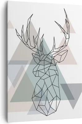 Produktbild von Bild auf Leinwand - Leinwandbild - Einteilig - Hirsch Abstraktion - 70x100cm - Wand Bild - Wanddeko - Wandbilder - Leinwanddruck - Wanddekoration - Leinwand bilder - Wandbild - PA70x100-3909