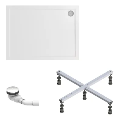 Produktbild von Schulte Duschwanne Adria 140x90 cm, Sanitäracryl Weiß, Set mit Hartschaum-Wannenträger + Ab- und Überlauf, Höhe 14 cm