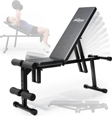 Produktbild von Physionics® Multifunktion Hantelbank - Rückenlehne 10-fach, Sitz 4-fach verstellbar, klappbar, bis 200kg -  Schrägbank, Flachbank, Trainingsbank