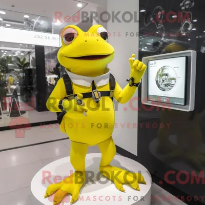 Produktbild von Maskottchenkostüm REDBROKOLY Gelber Frosch mit T-Shirt und Digitaluhren