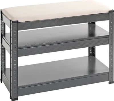 Produktbild von HAKU Schuhbank Sitzbank Schuhregal anthrazit, grau - Kunstleder, Metall, B/H/T: 60x47x28 cm