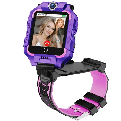 Obrázek produktu pro Dětské chytré hodinky s GPS a hovory, dětský telefon s HD dotykovým displejem, s SMS videohovory, SOS, krokoměr, 360° rotace 4G chytré hodinky pro děti, chlapce a dívky, fialová barva