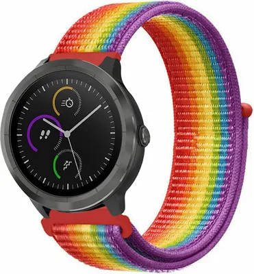 Produktbild von Strap-it Garmin Vivoactive 4 Armband Nylon - 45mm - Regenbogen