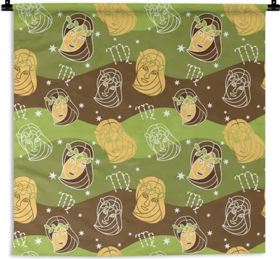 Produktbild von MuchoWow® Wandteppich Wandbehang Jungfrau - Tierkreiszeichen - Muster 120x120 cm Tapisserie Dekoration Wandtuch - Modern - Baumwollgewebe