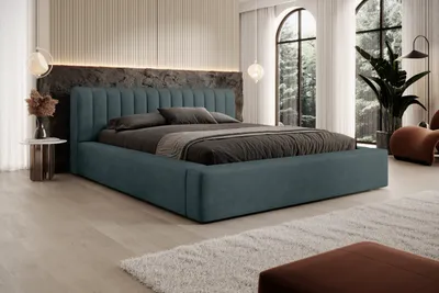 Produktbild von Polsterbett AMIRA 180x200 mit Bettkasten und Lattenrost - Doppelbett (Farben: MACAU/EMERALD)
