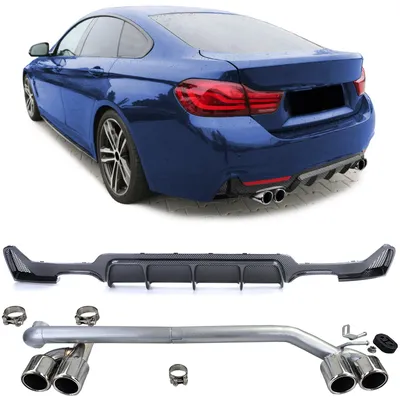 Für BMW F32 F33 F36 13-21 Heckdiffusor Stoßstange Carbon Optik Endrohre Chrom in der Farbe Carbon von Carparts-Online GmbH