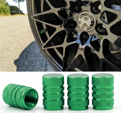 Produktbild von 4 Ventilkappen Kappen SET Grün eloxiert für Autoventile Fahrrad Motorrad Bike