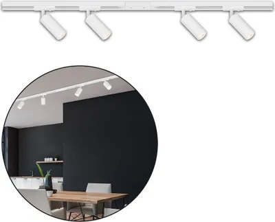 Produktbild von Briloner Rail Schienensystem, Komplettset, 4x LED Spots, Dimmbar, Einspeisung, Weiß, 1,5 m