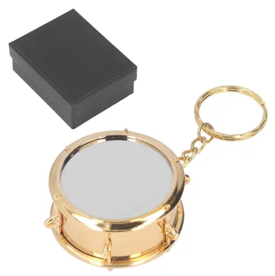 Immagine prodotto di Portachiavi a forma di rullante in ottone, da portare con sé, riproduzione, raffinato strumento musicale, anello, regalo di compleanno