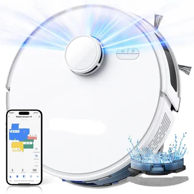 Immagine prodotto di Aspirapolvere robotizzato - Robot lavapavimenti - Funzione lavaggio - 5000 Pa - Navigazione intelligente - 3 in 1 - Controllo tramite app - Filtro HEPA