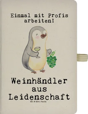 Produktbild von Mr. & Mrs. Panda Skizzenbuch Weinhändler Leidenschaft - Transparent - Geschenk, Adressbuch, A5, Tagebuch, notizbuch, Journal
