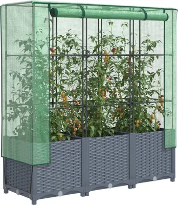 Produktbild von Maison Exclusive - Hochbeet mit Gewächshaus-Aufsatz Rattan-Optik 120x40x138 cm