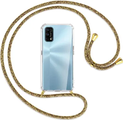 Produktbild von Handykette Backcover-Schutzhülle mit Band (Metall goldfarben) für Realme 7 Pro - braun+beige
