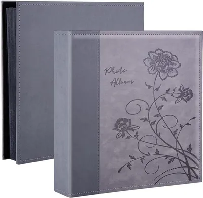 Obrázok produktu pre Veľký fotoalbum 15x10 cm kožený obal na 600 fotografií Sivá