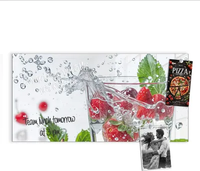 Produktbild von Magnettafel 100x50cm Pinnwand Whiteboard beschreibbar - Erdbeeren und Kirschen