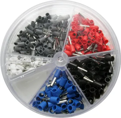 Produktbild von 400 x Aderendhülsen-Sortiment Set- isoliert - Querschnitt 0,5-2.5mm² Länge 8 mm