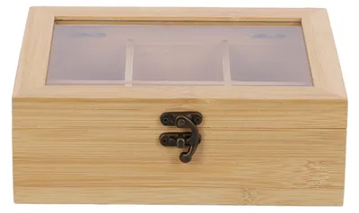 Image de Excellent Housware | Boîte à thé, boîte à thé, boîte à thé en bois - Bamboe - 21x16x7,8 cm, rangement des sachets de thé