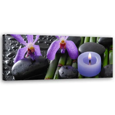 Produktbild von Leinwandbild Zen Spa-Blumen 90x30 Feeby Violett bild für die wand bereit zum aufhängen